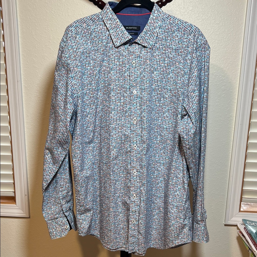 Bugatchi Multicolor Patterned Button Down Shirt - image 1